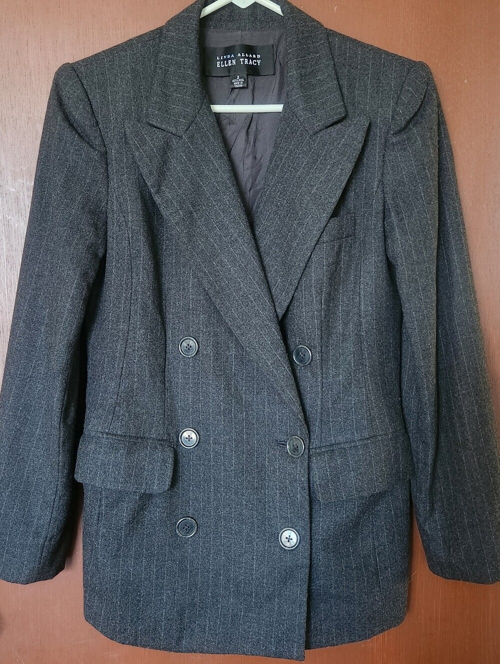 Vintage Gray Wool Pinstripe Blazer